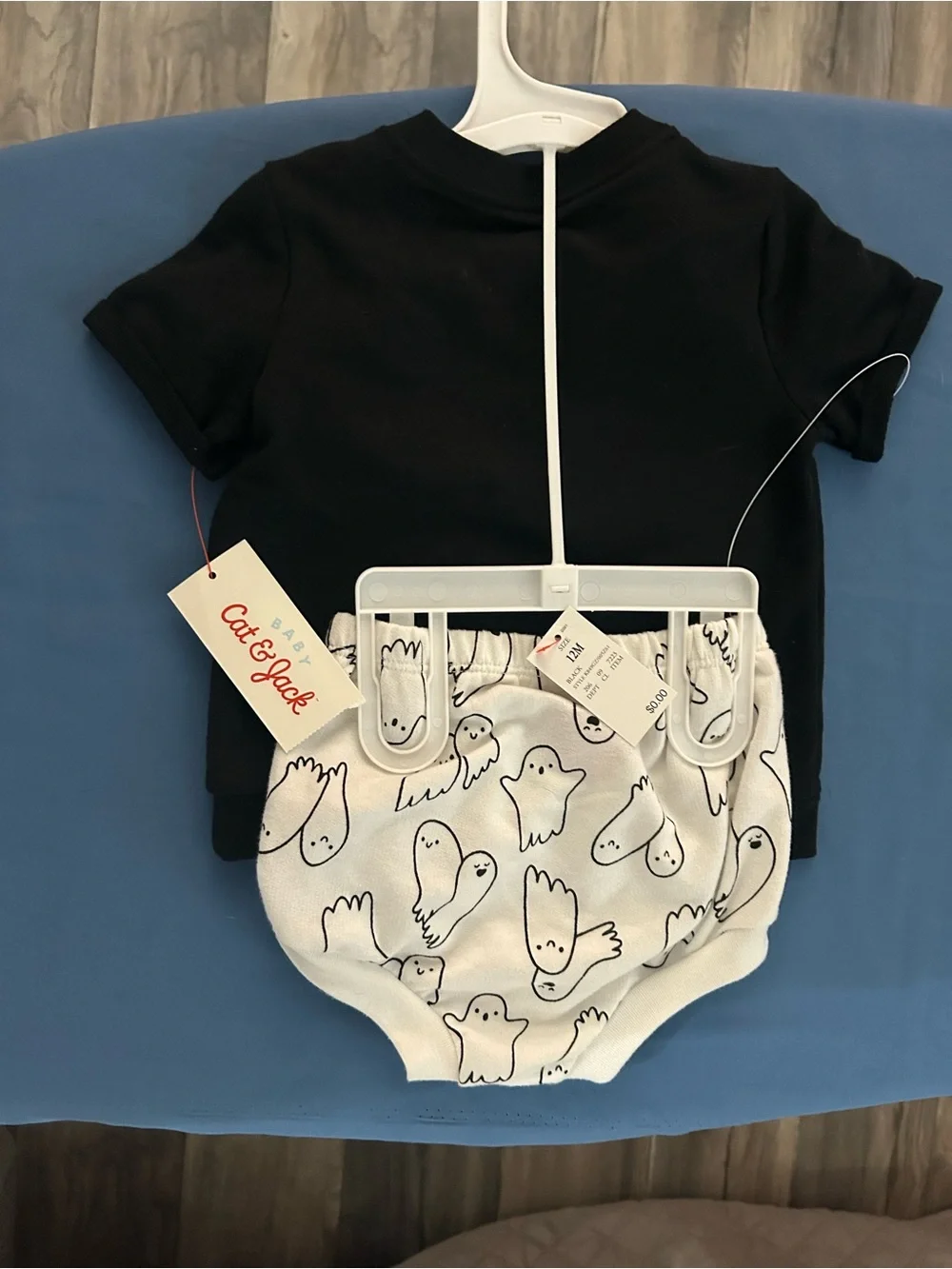 Cat & Jack Black Short-Sleeve Tee with White Ghost Bodysuit